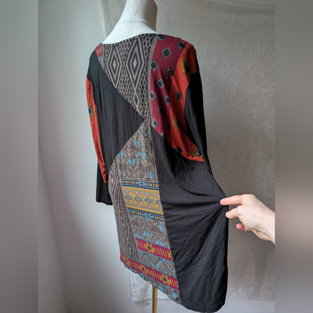 Paisley Grace Rayon Artist Boho Long Sleeve Tunic Top Wearable Art - Picture 1 of 5